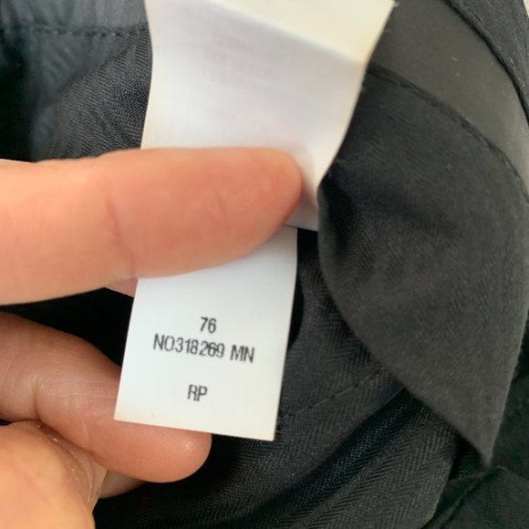 Nordstrom Men's Shop Flat Front Wool Trousers 32W Charcoal Raw Hem - Picture 6 of 11